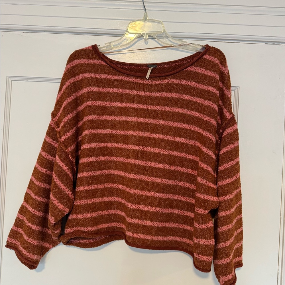 Free People Rust and Pink Knit Sweater
